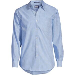 Lands' End Blue and White Striped Button Down Shirt